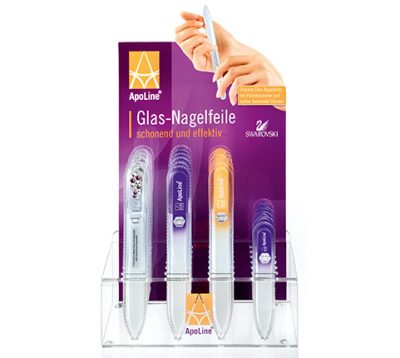 ApoLine® Üveg körömreszelő paletta, 24 db-os, Swarovski-kövekkel
