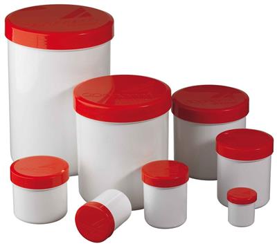 Csavaros tetejű tégely, 100 g-os Piros/Fehér (25 db)